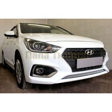 Защита радиатора Hyundai Solaris 2017- chrome