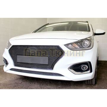 Защита радиатора Hyundai Solaris 2017- chrome верх PREMIUM