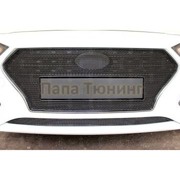 Защита радиатора Hyundai Solaris 2017- chrome верх PREMIUM