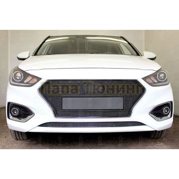 Защита радиатора Hyundai Solaris 2017- chrome верх PREMIUM