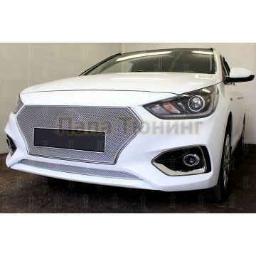 Защита радиатора Hyundai Solaris 2017- chrome низ PREMIUM