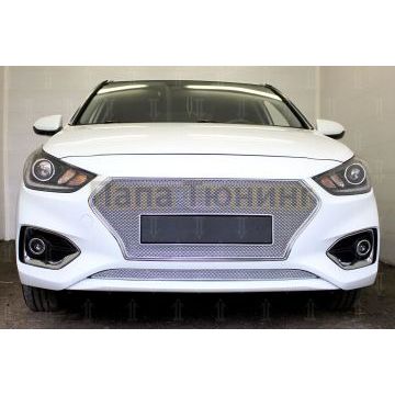 Защита радиатора Hyundai Solaris 2017- chrome низ PREMIUM