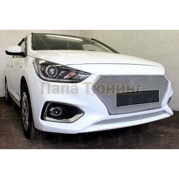 Защита радиатора Hyundai Solaris 2017- chrome низ PREMIUM