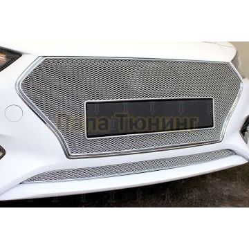 Защита радиатора Hyundai Solaris 2017- chrome низ PREMIUM