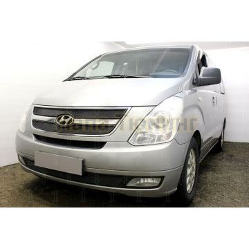 Защита радиатора Hyundai Starex H1 II 2007-2015 под буксировочный крюк black низ