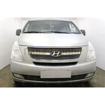 Защита радиатора Hyundai Starex H1 II 2007-2015 под буксировочный крюк black низ