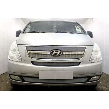 Защита радиатора Hyundai Starex H1 II 2007-2015 под буксировочный крюк chrome низ