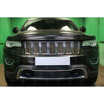 Защита радиатора Jeep Grand Cherokee (WK2) IV 2013-2018 рестайлинг (кроме SRT8) black низ PREMIUM