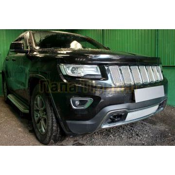Защита радиатора Jeep Grand Cherokee (WK2) IV 2013-2018 рестайлинг (кроме SRT8) chrome низ PREMIUM