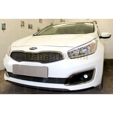 Защита радиатора KIA Ceed II 2015-2018 black верх (Luxe, Prestige, Premium)