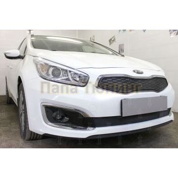 Защита радиатора KIA Ceed II 2015-2018 black верх (Luxe, Prestige, Premium)