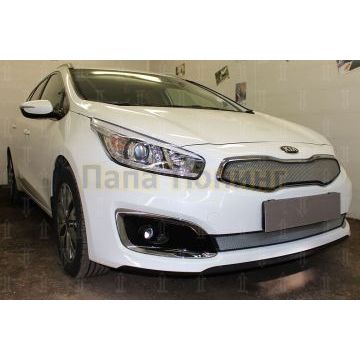 Защита радиатора KIA Ceed II 2015-2018 chrome верх (Luxe, Prestige, Premium)