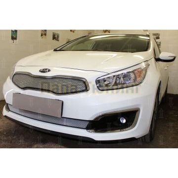 Защита радиатора KIA Ceed II 2015-2018 chrome верх (Luxe, Prestige, Premium)
