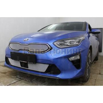 Защита радиатора KIA Ceed III 2018- chrome низ с датчиком ACC