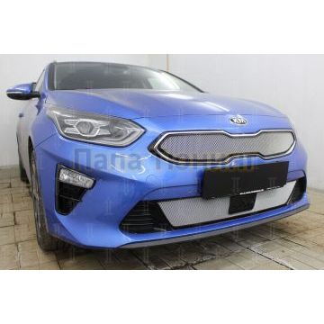 Защита радиатора KIA Ceed III 2018- chrome низ с датчиком ACC