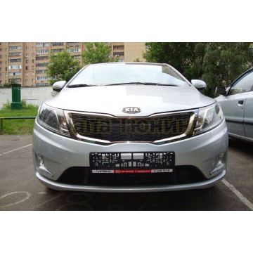 Защита радиатора KIA RIO 2011-2014 (Комфорт, Люкс, Престиж) black верх