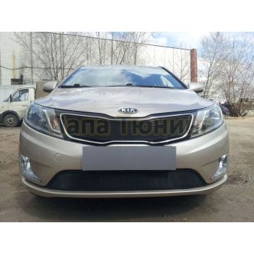 Защита радиатора KIA RIO 2011-2014 (Премиум) black верх