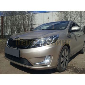 Защита радиатора KIA RIO 2011-2014 (Премиум) black верх