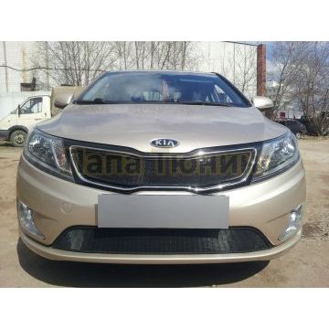 Защита радиатора KIA RIO 2011-2014 (Премиум) black верх