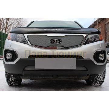 Защита радиатора KIA Sorento II 2009-2012 chrome верх с вырезом под логотип