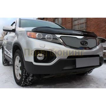 Защита радиатора KIA Sorento II 2009-2012 chrome верх с вырезом под логотип