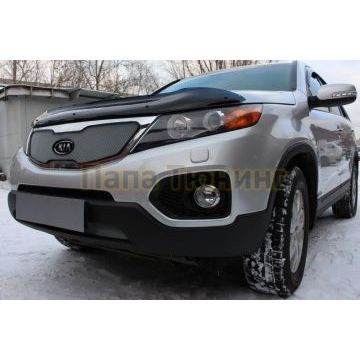 Защита радиатора KIA Sorento II 2009-2012 chrome верх с вырезом под логотип