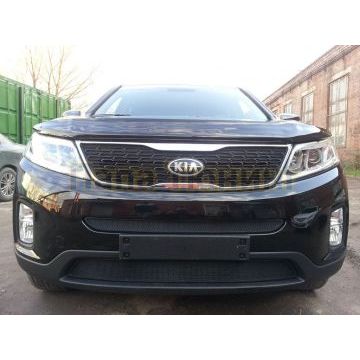 Защита радиатора KIA Sorento II 2012- black середина