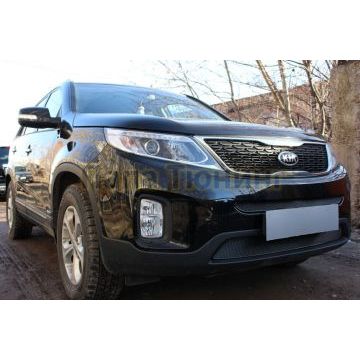 Защита радиатора KIA Sorento 2012- black середина PREMIUM