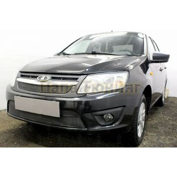 Защита радиатора Lada Granta 2014- лифтбек, седан (2 части) black PREMIUM