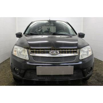 Защита радиатора Lada Granta 2014- лифтбек, седан (2 части) black PREMIUM