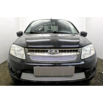 Защита радиатора Lada Granta 2014- лифтбек, седан (2 части) chrome PREMIUM