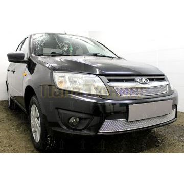 Защита радиатора Lada Granta 2014- лифтбек, седан (2 части) chrome PREMIUM
