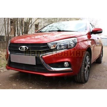 Защита радиатора Lada Vesta 2015- / Vesta SW 2017- (2 части) black низ