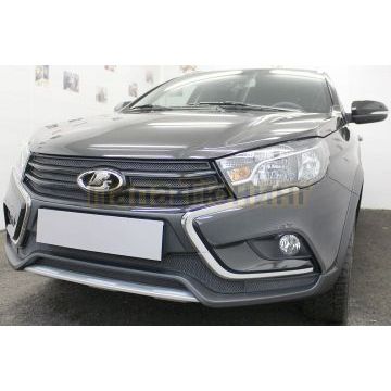 Защита радиатора Lada Vesta 2015- / Vesta SW 2017- / Vesta Cross 2018- / Vesta SW Cross 2018- (4 части) chrome верх