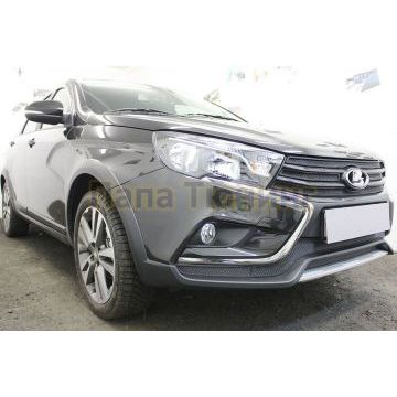 Защита радиатора Lada Vesta 2015- / Vesta SW 2017- / Vesta Cross 2018- / Vesta SW Cross 2018- (4 части) chrome верх