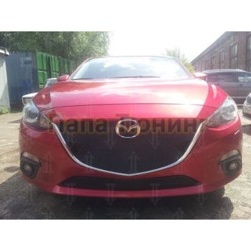 Защита радиатора Mazda 3 2013-2016 black верх с парктроником