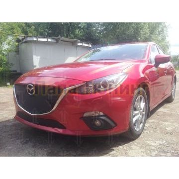 Защита радиатора Mazda 3 2013-2016 black верх с парктроником