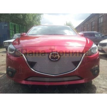 Защита радиатора Mazda 3 2013-2016 chrome верх с парктроником