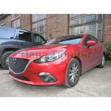 Защита радиатора Mazda 3 2013-2016 black верх PREMIUM (без номер.рамки)