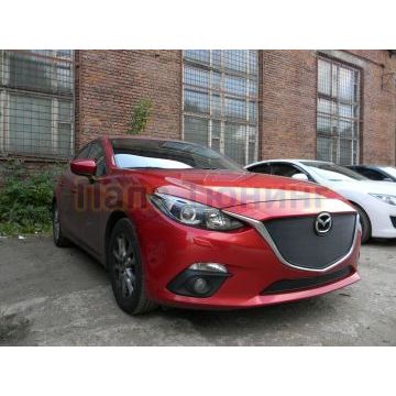 Защита радиатора Mazda 3 2013-2016 black верх PREMIUM (без номер.рамки)