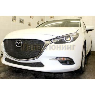 Защита радиатора Mazda 3 2016-2019 black верх (без рамки) PREMIUM