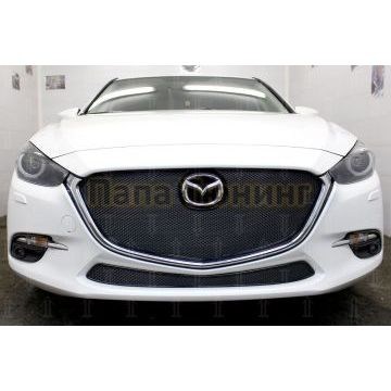 Защита радиатора Mazda 3 2016-2019 black верх (без рамки) PREMIUM