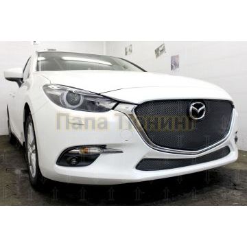 Защита радиатора Mazda 3 2016-2019 black верх (без рамки) PREMIUM