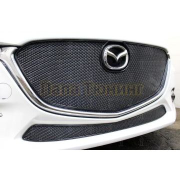 Защита радиатора Mazda 3 2016-2019 black верх (без рамки) PREMIUM