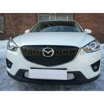 Защита радиатора Mazda CX-5 2012-2014 black с парктроником верх