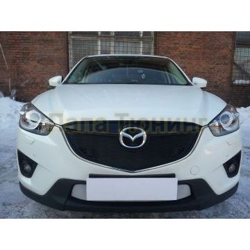 Защита радиатора Mazda CX-5 2012-2014 black с парктроником верх