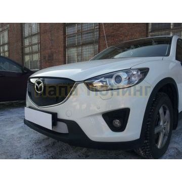 Защита радиатора Mazda CX-5 2012-2014 black с парктроником верх