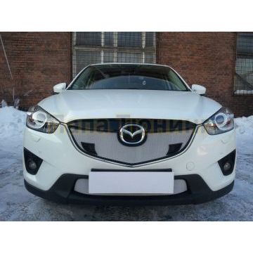 Защита радиатора Mazda CX-5 2012-2014 chrome с парктроником верх