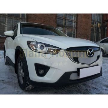 Защита радиатора Mazda CX-5 2012-2014 chrome с парктроником верх