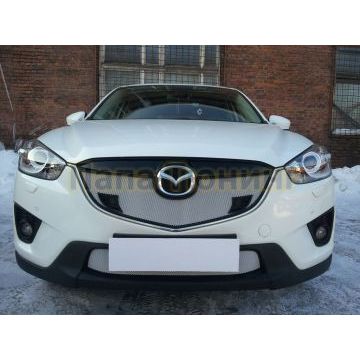 Защита радиатора Mazda CX-5 2012-2014 chrome с парктроником верх
